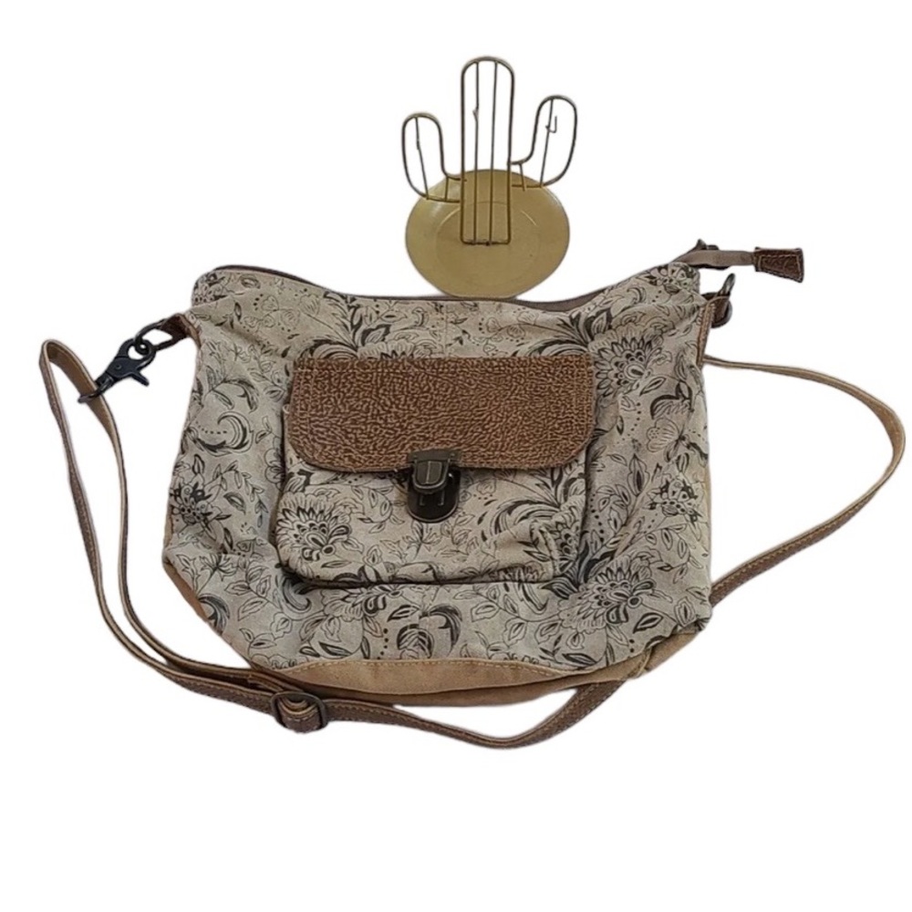Myra Bag Doyen Upcycled Canvas & Leather Shoulder Bag